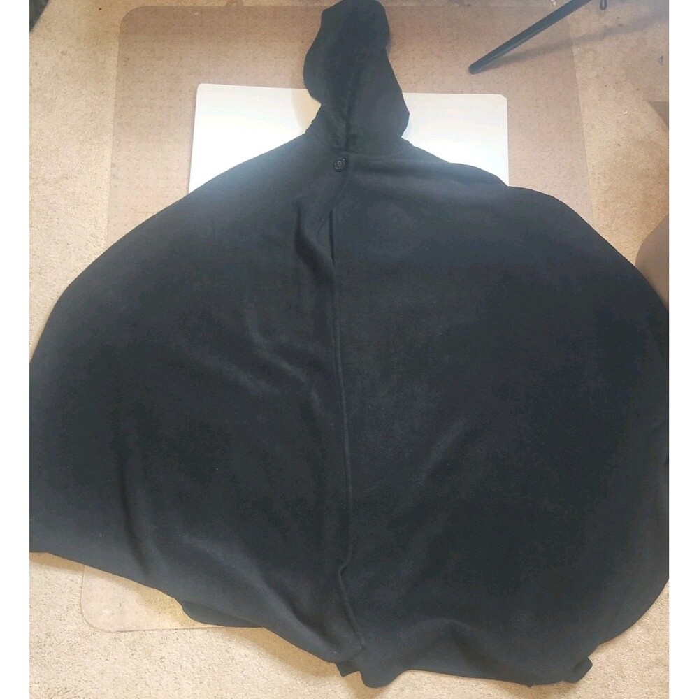 East 5th Fleece Wrap Poncho Cape One Button With Hood OSFM In Black Polyester